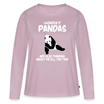 Panda géant endormi Panda Ours - T-shirt manches longues Premium bio Femme - rose poudré - Devant - Julia (174cm)