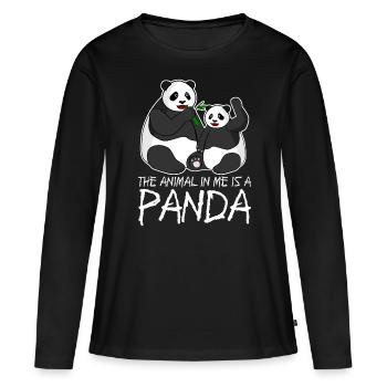 Pandas Panda géant Panda Ours - T-shirt manches longues Premium bio Femme - noir - Devant - Julia (174cm)
