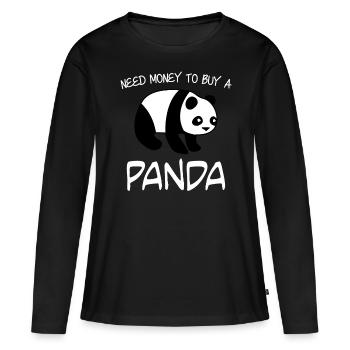 Panda Ours Panda géant - T-shirt manches longues Premium bio Femme - noir - Devant - Julia (174cm)