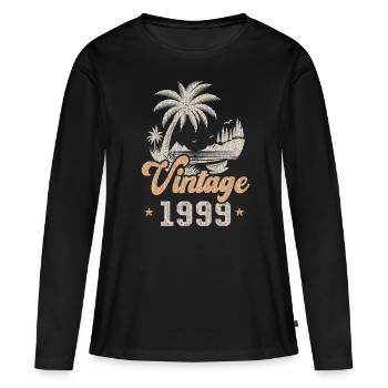 Geburtstag 1999 Palmen - Frauen Premium Bio Langarmshirt - Schwarz - Vorne - Julia (174cm)