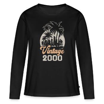 Vintage 2000 Birthday Palm Trees - Women's Premium Organic Long Sleeve Shirt - black - Front - Julia (174cm)