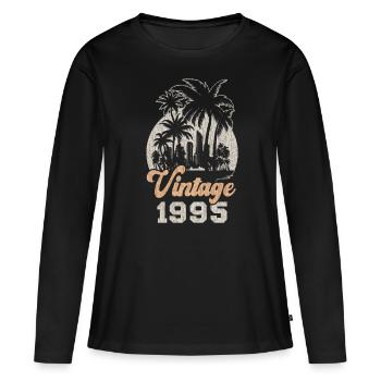 Vintage 1995 Birthday Palm Trees - Women's Premium Organic Long Sleeve Shirt - black - Front - Julia (174cm)