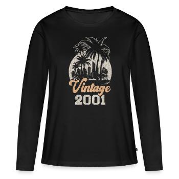 Vintage 2001 Birthday Palm Trees - Women's Premium Organic Long Sleeve Shirt - black - Front - Julia (174cm)