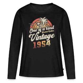 Vintage 1954 Birthday Palm Trees - Women's Premium Organic Long Sleeve Shirt - black - Front - Julia (174cm)