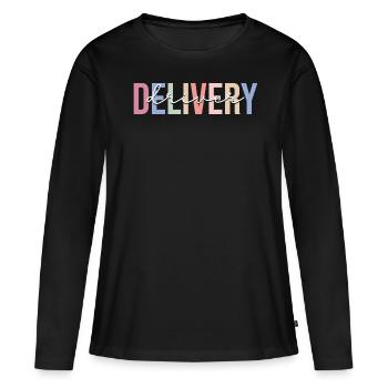 Chauffeur-livreur Coursier - T-shirt manches longues Premium bio Femme - noir - Devant - Julia (174cm)