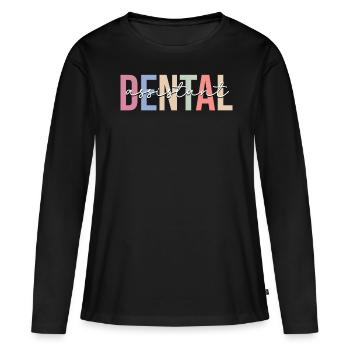 Assistante dentaire Hygiéniste dentaire Dentiste - T-shirt manches longues Premium bio Femme - noir - Devant - Julia (174cm)