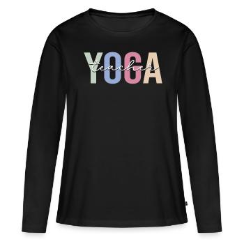 Professeur de Yoga Professeur de Yoga - T-shirt manches longues Premium bio Femme - noir - Devant - Julia (174cm)