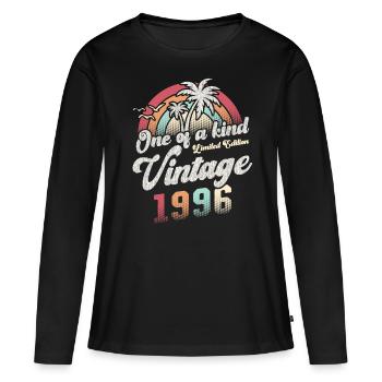 Vintage 1996 Birthday Palm Trees - Women's Premium Organic Long Sleeve Shirt - black - Front - Julia (174cm)