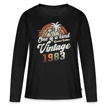 Millésime 1983 Anniversaire Palmiers - T-shirt manches longues Premium bio Femme - noir - Devant - Julia (174cm)
