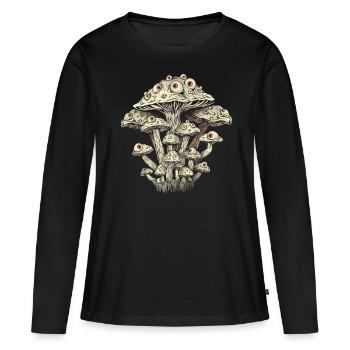 Esthétique Weirdcore Globes oculaires de champignon Strangecore Grung - T-shirt manches longues Premium bio Femme - noir - Devant - Julia (174cm)