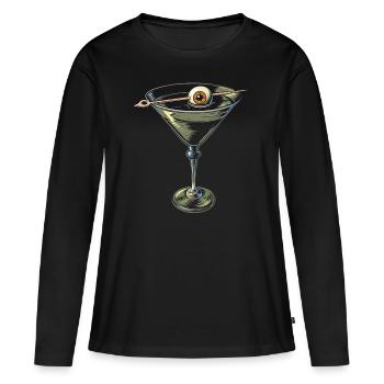 Esthétique Weirdcore Eyeball Cocktail Strangeco - T-shirt manches longues Premium bio Femme - noir - Devant - Julia (174cm)