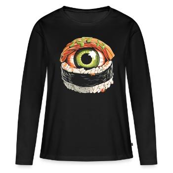 Esthétique Weirdcore Sashimi Globe oculaire Sushi Creepy - T-shirt manches longues Premium bio Femme - noir - Devant - Julia (174cm)