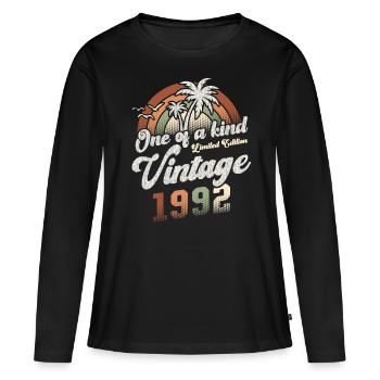 Millésime 1992 Anniversaire Palmiers - T-shirt manches longues Premium bio Femme - noir - Devant - Julia (174cm)