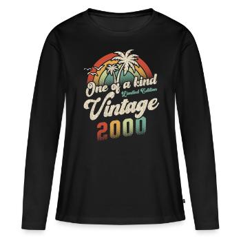 Millésime 2000 Anniversaire Palmiers - T-shirt manches longues Premium bio Femme - noir - Devant - Julia (174cm)