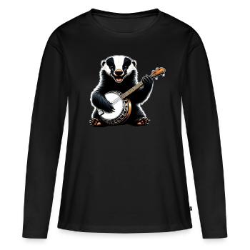 Honey Badger Ratel Joueur de banjo Bluegrass - T-shirt manches longues Premium bio Femme - noir - Devant - Julia (174cm)