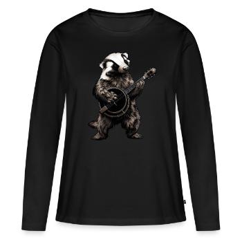 Honey Badger Ratel Joueur de banjo Bluegrass - T-shirt manches longues Premium bio Femme - noir - Devant - Julia (174cm)