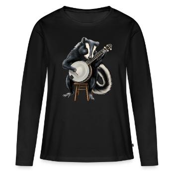 Skunk Joueur de banjo bluegrass - T-shirt manches longues Premium bio Femme - noir - Devant - Julia (174cm)