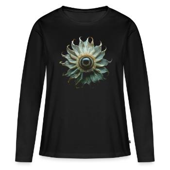 Esthétique Weirdcore Fleur Globe oculaire humain - T-shirt manches longues Premium bio Femme - noir - Devant - Julia (174cm)