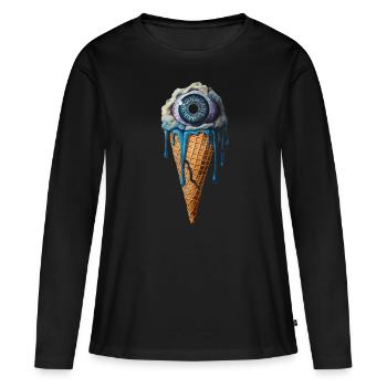 Weirdcore Ästhetischer Menschlicher Augapfel Eiscr - Frauen Premium Bio Langarmshirt - Schwarz - Vorne - Julia (174cm)