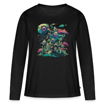Esthétique bizarre Yeux Globes oculaires Machines Drea - T-shirt manches longues Premium bio Femme - noir - Devant - Julia (174cm)