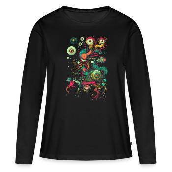 Esthétique bizarrecore Yeux Globes oculaires Branches Dreamcor - T-shirt manches longues Premium bio Femme - noir - Devant - Julia (174cm)