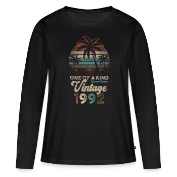 Millésime 1992 Anniversaire Palmiers - T-shirt manches longues Premium bio Femme - noir - Devant - Julia (174cm)
