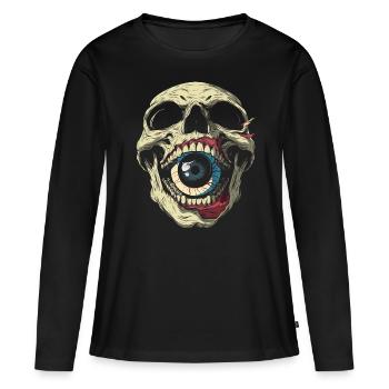 Esthétique Weirdcore Crâne Globe oculaire Creepy S - T-shirt manches longues Premium bio Femme - noir - Devant - Julia (174cm)