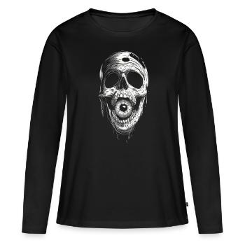 Esthétique Weirdcore Crâne Globe oculaire Creepy S - T-shirt manches longues Premium bio Femme - noir - Devant - Julia (174cm)