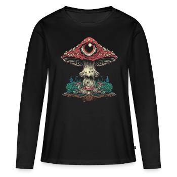 Cottagecore Weirdcore Esthétique Champignon Globe oculaire C - T-shirt manches longues Premium bio Femme - noir - Devant - Julia (174cm)