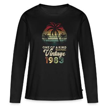 Millésime 1983 Anniversaire Palmiers - T-shirt manches longues Premium bio Femme - noir - Devant - Julia (174cm)