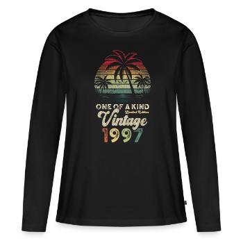 Millésime 1997 Anniversaire Palmiers - T-shirt manches longues Premium bio Femme - noir - Devant - Julia (174cm)