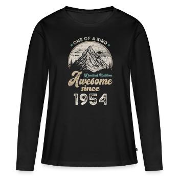 1954 Anniversaire Berge - T-shirt manches longues Premium bio Femme - noir - Devant - Julia (174cm)