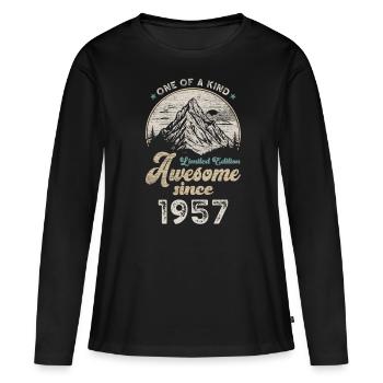 1957 Anniversaire Berge - T-shirt manches longues Premium bio Femme - noir - Devant - Julia (174cm)
