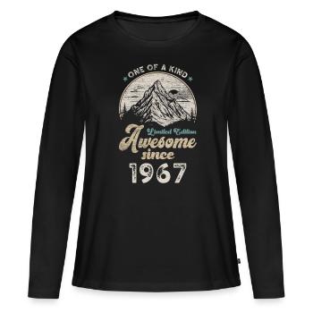 1967 Anniversaire Berge - T-shirt manches longues Premium bio Femme - noir - Devant - Julia (174cm)