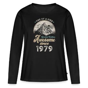 1979 Anniversaire Berge - T-shirt manches longues Premium bio Femme - noir - Devant - Julia (174cm)