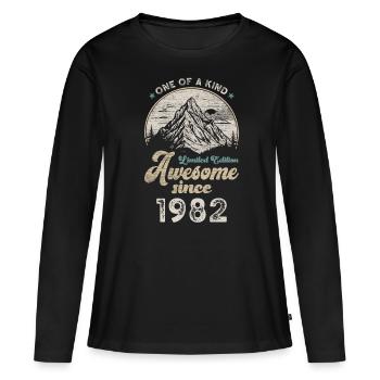 1982 Anniversaire Berge - T-shirt manches longues Premium bio Femme - noir - Devant - Julia (174cm)