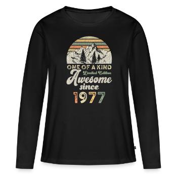 1977 Anniversaire Berge - T-shirt manches longues Premium bio Femme - noir - Devant - Julia (174cm)