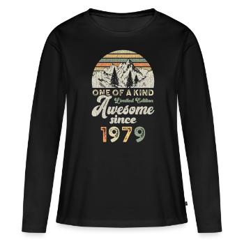1979 Anniversaire Berge - T-shirt manches longues Premium bio Femme - noir - Devant - Julia (174cm)