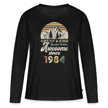 1984 Anniversaire Berge - T-shirt manches longues Premium bio Femme - noir - Devant - Julia (174cm)