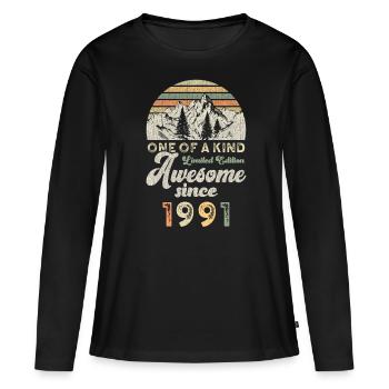 1991 Birthday Berge - Women's Premium Organic Long Sleeve Shirt - black - Front - Julia (174cm)