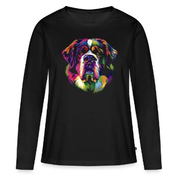 St. Bernard Dog Popart - Women's Premium Organic Long Sleeve Shirt - black - Front - Julia (174cm)
