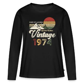 Vintage 1974 Geburtstag Berge - Frauen Premium Bio Langarmshirt - Schwarz - Vorne - Julia (174cm)