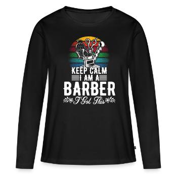 Coiffeur Cutter - T-shirt manches longues Premium bio Femme - noir - Devant - Julia (174cm)