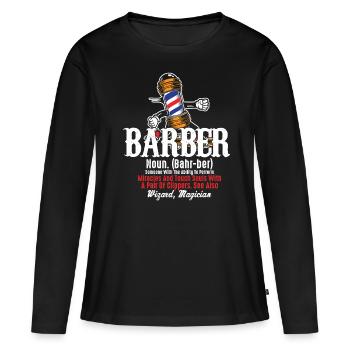 Coiffeur Cutter - T-shirt manches longues Premium bio Femme - noir - Devant - Julia (174cm)