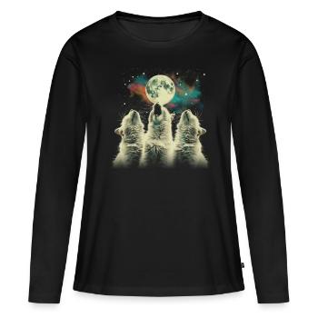 Chat de l’Himalaya Lune hurlante - T-shirt manches longues Premium bio Femme - noir - Devant - Julia (174cm)