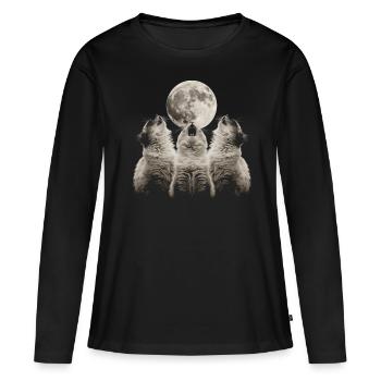Chat de l’Himalaya Lune hurlante - T-shirt manches longues Premium bio Femme - noir - Devant - Julia (174cm)