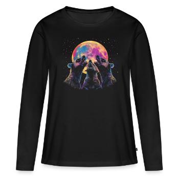 Miel Blaireau Ratel Lune Hurlante - T-shirt manches longues Premium bio Femme - noir - Devant - Julia (174cm)