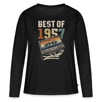 Best Of 1957 Birthday Cassette - Women's Premium Organic Long Sleeve Shirt - black - Front - Julia (174cm)