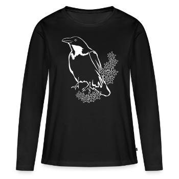 Corbeau Corbeau Arbre Corbeaux Corbeaux - T-shirt manches longues Premium bio Femme - noir - Devant - Julia (174cm)