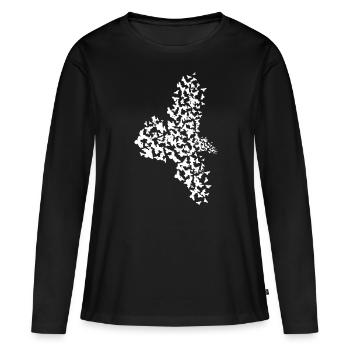 Corbeau Corbeau Arbre Corbeaux Corbeaux volants - T-shirt manches longues Premium bio Femme - noir - Devant - Julia (174cm)
